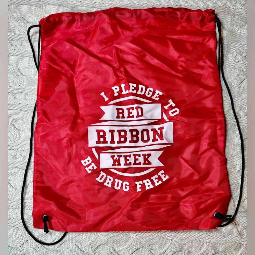 Red Ribbon Week Drawstring Bag